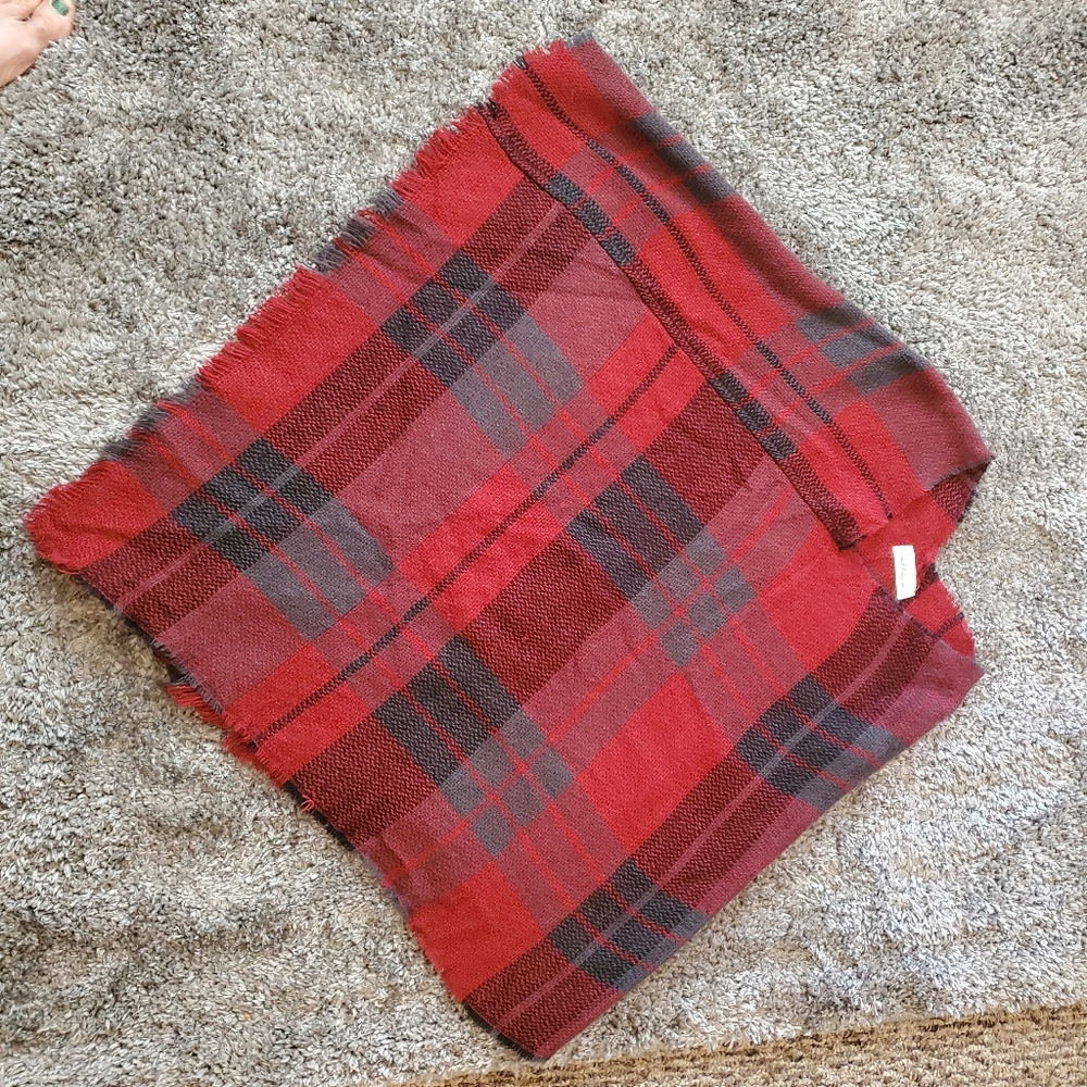 Red plaid poncho